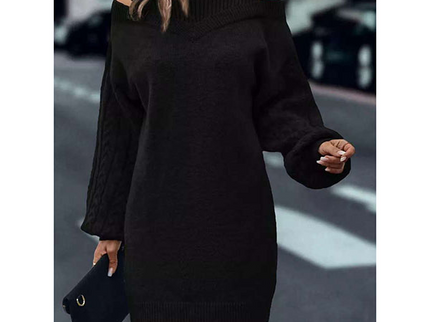 Laira™ – Kleid mit hohem Kragen und Zopfmuster