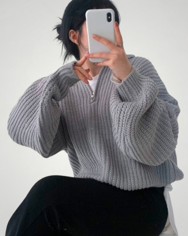 Wencke | Eleganter Damenpullover mit Gefaltetem Kragen