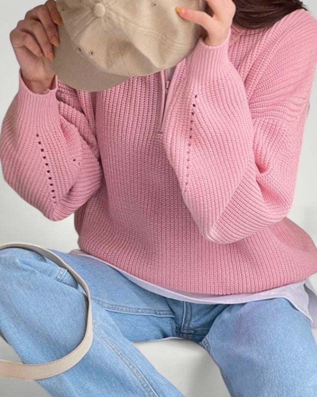Wencke | Eleganter Damenpullover mit Gefaltetem Kragen