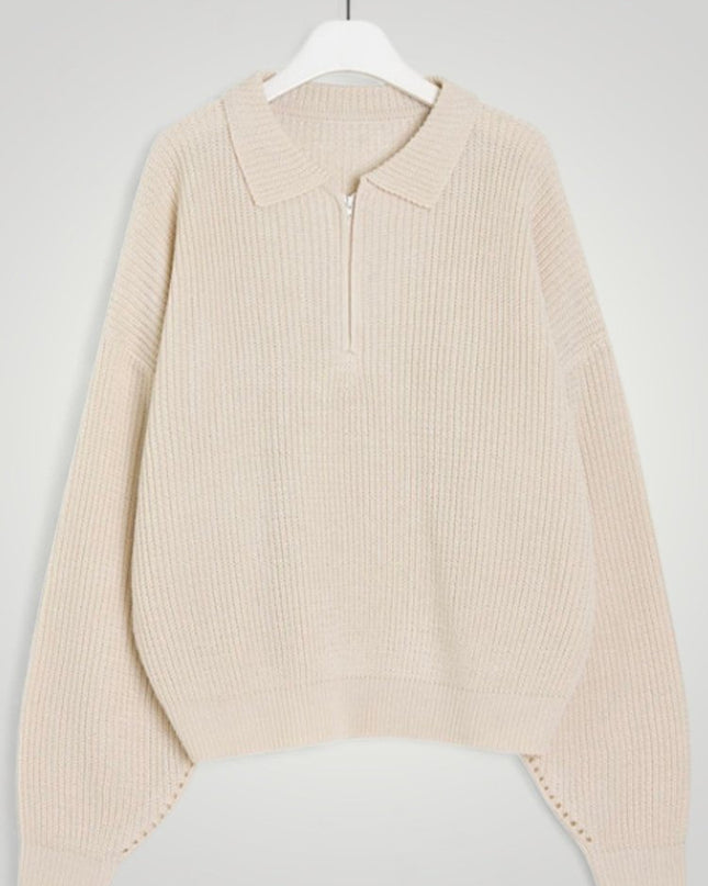 Wencke | Eleganter Damenpullover mit Gefaltetem Kragen