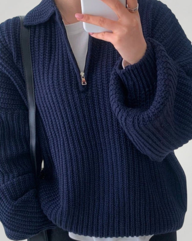 Wencke | Eleganter Damenpullover mit Gefaltetem Kragen
