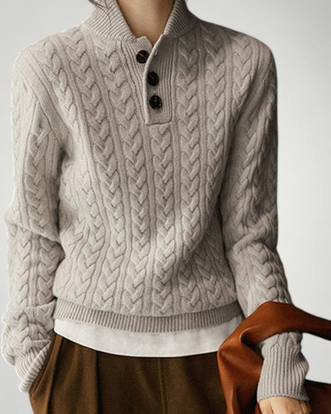 Britta | Eleganter Damenpullover mit Raffinierten Knöpfen