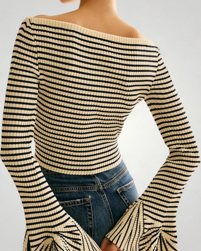 Wiebke | Eleganter Schulterpullover mit Streifen und Komfort