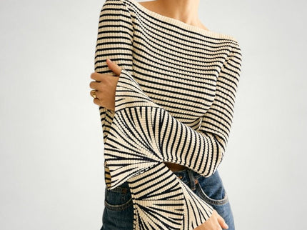 Wiebke | Eleganter Schulterpullover mit Streifen und Komfort