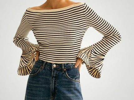 Wiebke | Eleganter Schulterpullover mit Streifen und Komfort