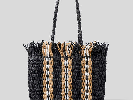 Strahlende Strandtasche aus handgewebten Materialien mit geräumigem Fassungsvermögen