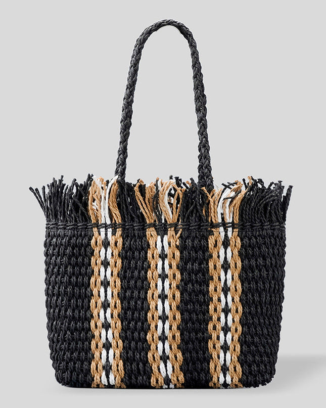 Strahlende Strandtasche aus handgewebten Materialien mit geräumigem Fassungsvermögen