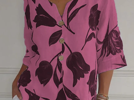 Lara | Blumen V-Ausschnitt Bluse