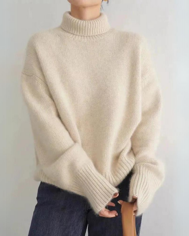 Gemütlicher weicher Strickpullover mit Rollkragen für herbstliche Schichten