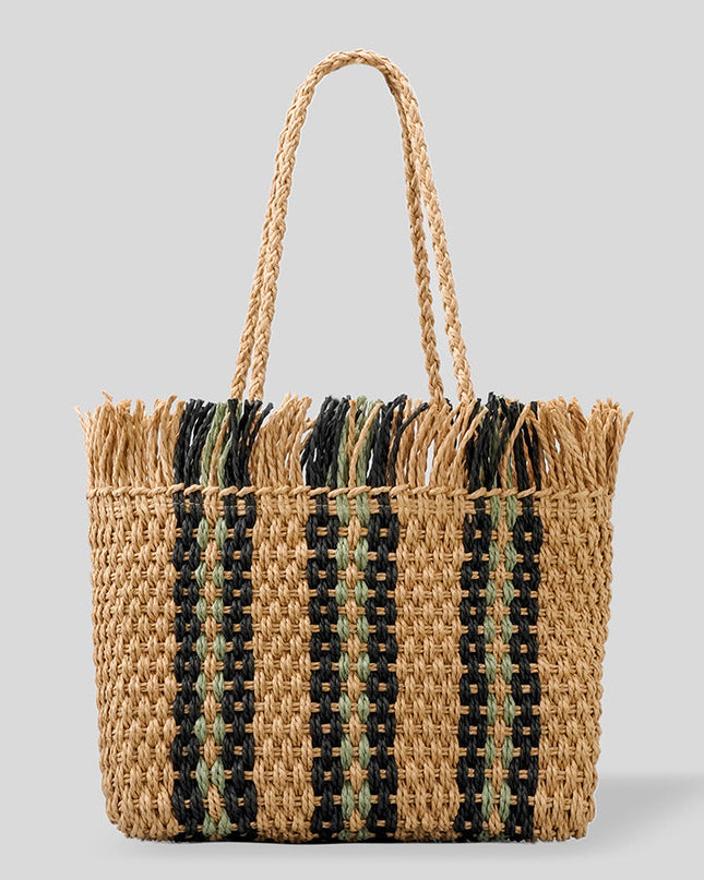 Strahlende Strandtasche aus handgewebten Materialien mit geräumigem Fassungsvermögen