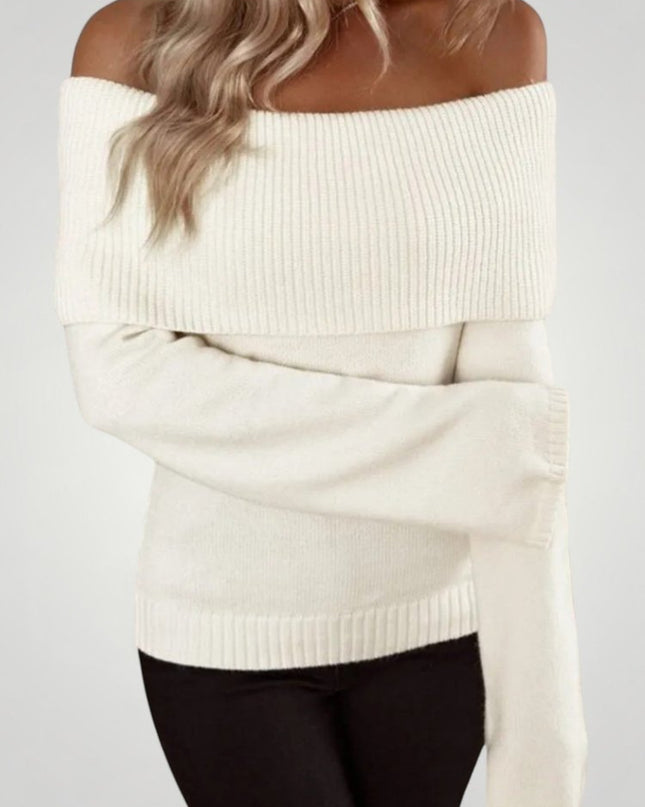 Rosina | Gestrickter Pullover mit Nacktem Schulterausschnitt