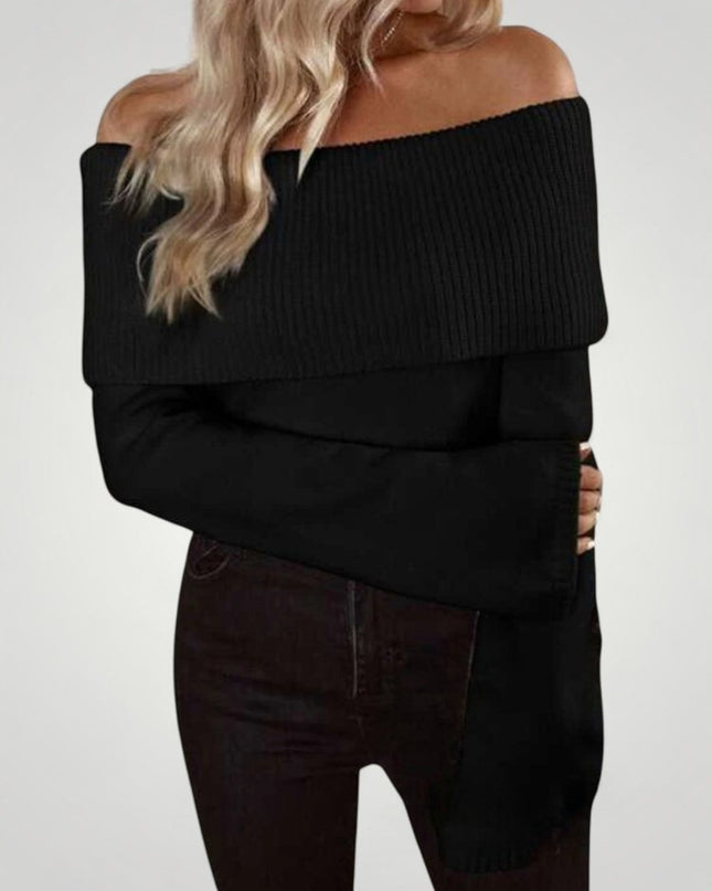 Rosina | Gestrickter Pullover mit Nacktem Schulterausschnitt