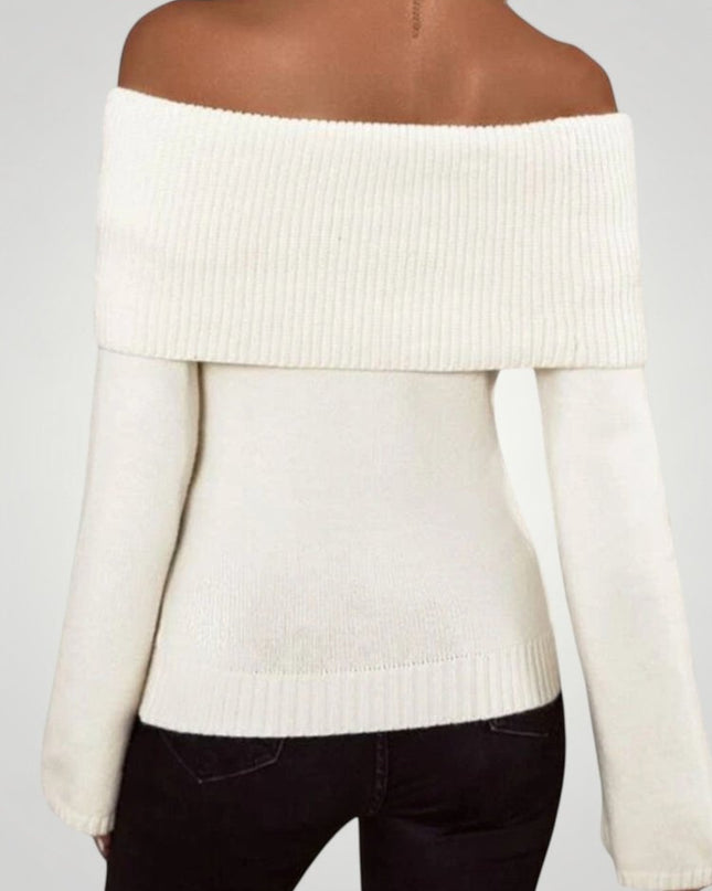 Rosina | Gestrickter Pullover mit Nacktem Schulterausschnitt