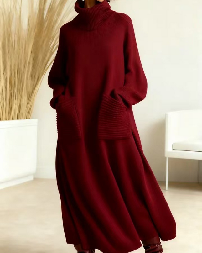 Glenda™ - Damen Oversize Strickkleid Rollkragen