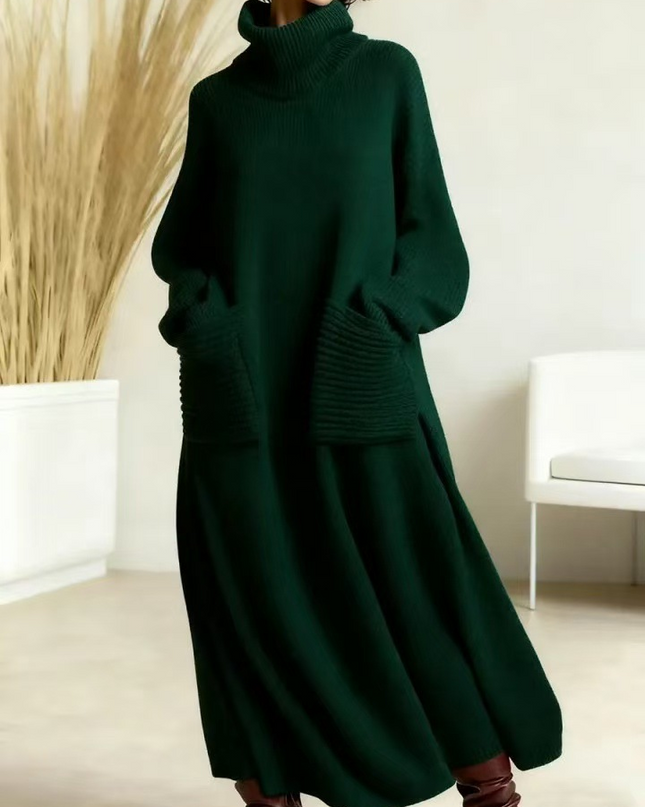 Glenda™ - Damen Oversize Strickkleid Rollkragen