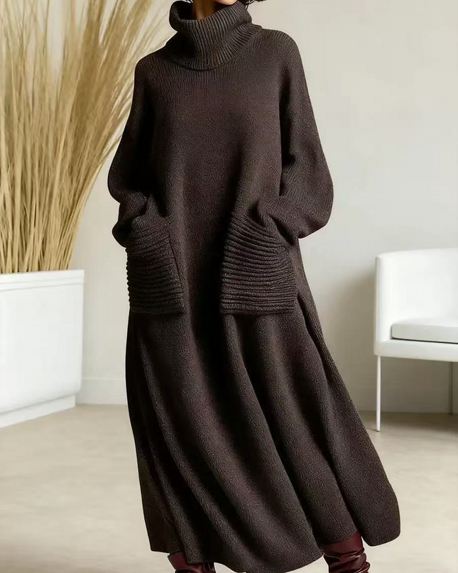 Glenda™ - Damen Oversize Strickkleid Rollkragen