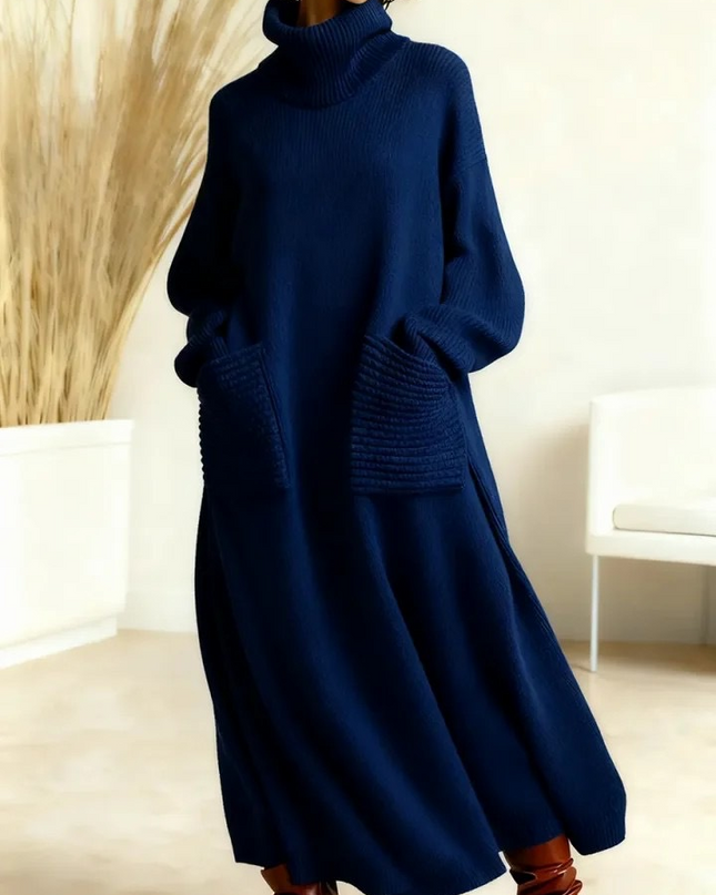 Glenda™ - Damen Oversize Strickkleid Rollkragen