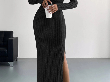 Luxe™ - Geripptes Langärmeliges Bodycon-Kleid aus Strick