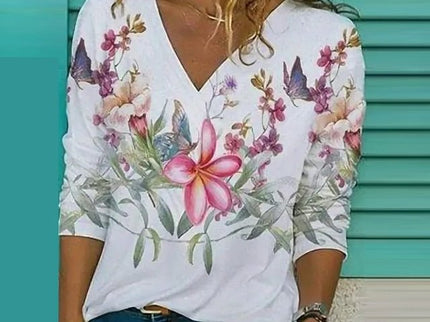 V-Ausschnitt Lose Bluse Oberteile