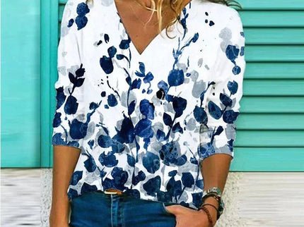 V-Ausschnitt Lose Bluse Oberteile