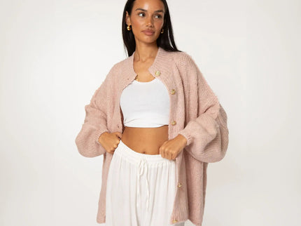 Bella | Übergroße Strick-Cardigan mit Goldknöpfen