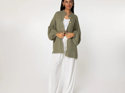 Bella | Übergroße Strick-Cardigan mit Goldknöpfen