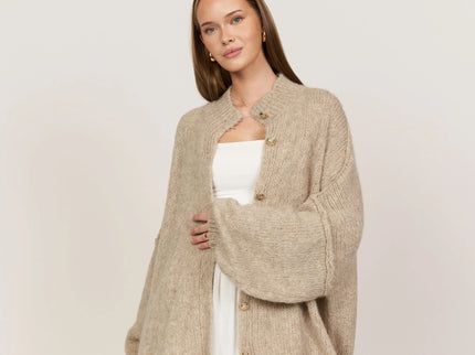 Bella | Übergroße Strick-Cardigan mit Goldknöpfen