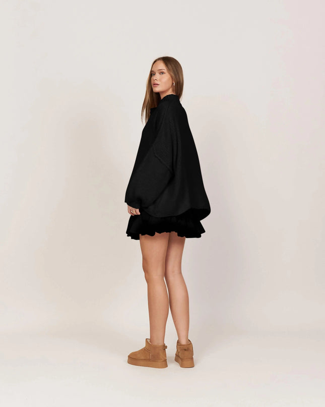 Bella | Übergroße Strick-Cardigan mit Goldknöpfen