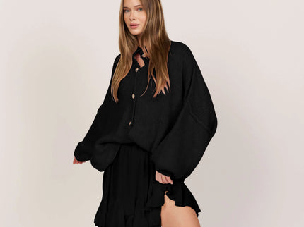Bella | Übergroße Strick-Cardigan mit Goldknöpfen