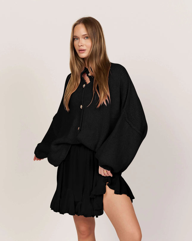 Bella | Übergroße Strick-Cardigan mit Goldknöpfen