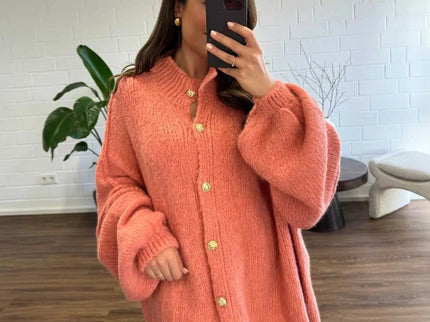 Bella | Übergroße Strick-Cardigan mit Goldknöpfen
