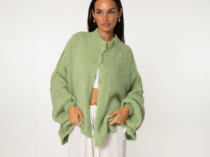 Bella | Übergroße Strick-Cardigan mit Goldknöpfen