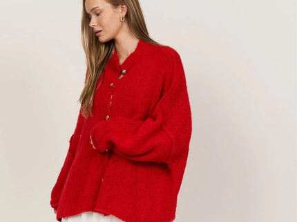 Bella | Übergroße Strick-Cardigan mit Goldknöpfen