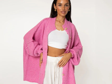 Bella | Übergroße Strick-Cardigan mit Goldknöpfen
