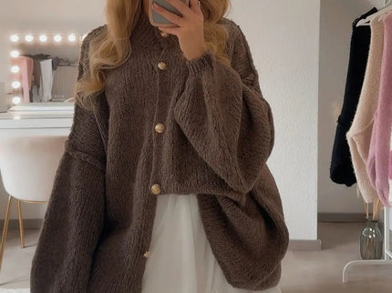 Bella | Übergroße Strick-Cardigan mit Goldknöpfen