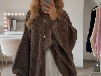 Bella | Übergroße Strick-Cardigan mit Goldknöpfen