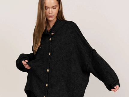 Bella | Übergroße Strick-Cardigan mit Goldknöpfen