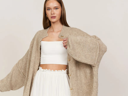 Bella | Übergroße Strick-Cardigan mit Goldknöpfen
