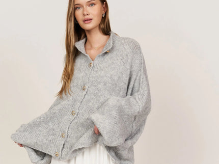 Bella | Übergroße Strick-Cardigan mit Goldknöpfen