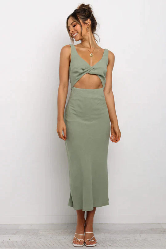 Midi-kleid Im Wickel-Stil