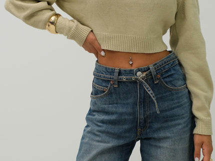 Johanna | Beiger Damen-Crop-Pullover mit Raglanärmeln