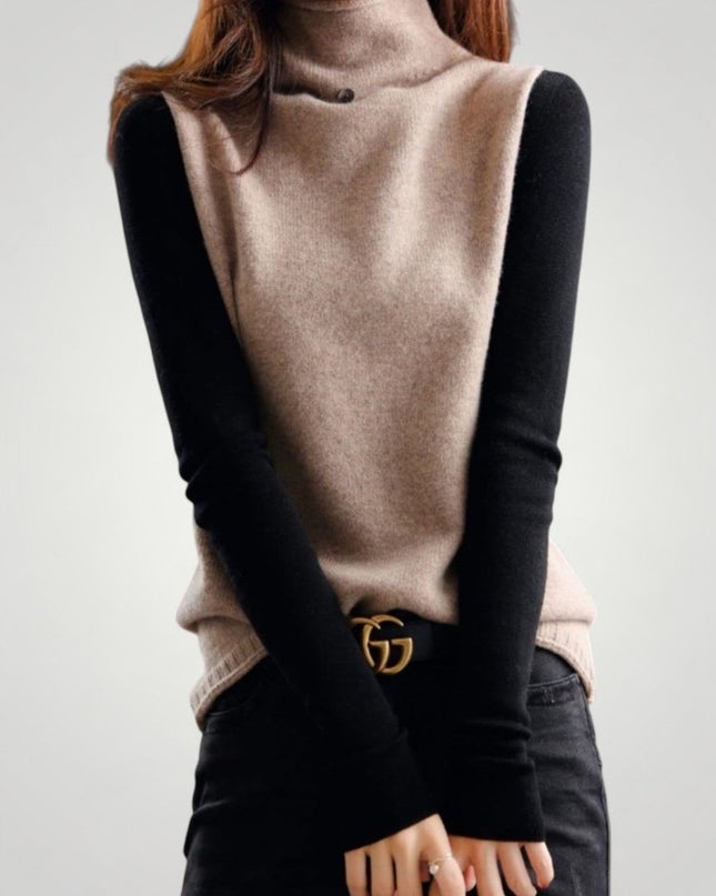 Kreszentia | Retro Rollkragenpullover Mit Farbblockdesign für Elegante Momente
