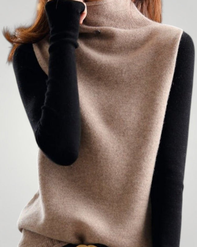 Kreszentia | Retro Rollkragenpullover Mit Farbblockdesign für Elegante Momente