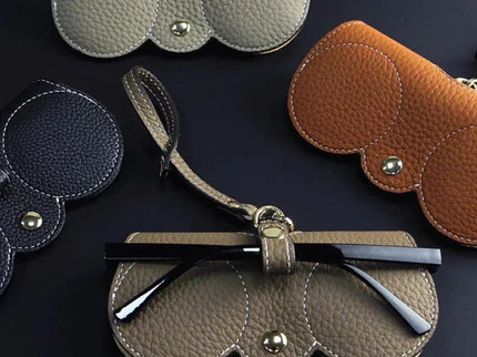 Elegantes Lederbrillenetui mit Druckknopfverschluss für den Sommer - Sam